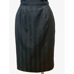 Vintage Glenbrooke Black Striped Pencil Skirt Size 8